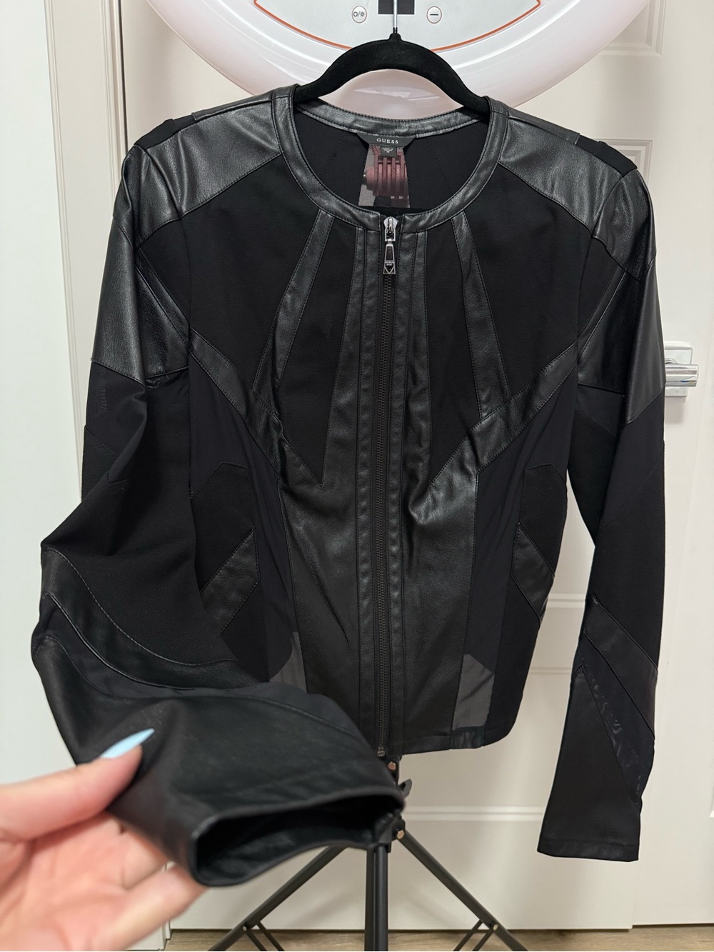 Guess Faux Leather Mesh Jacket - Black - Picture 2 of 6